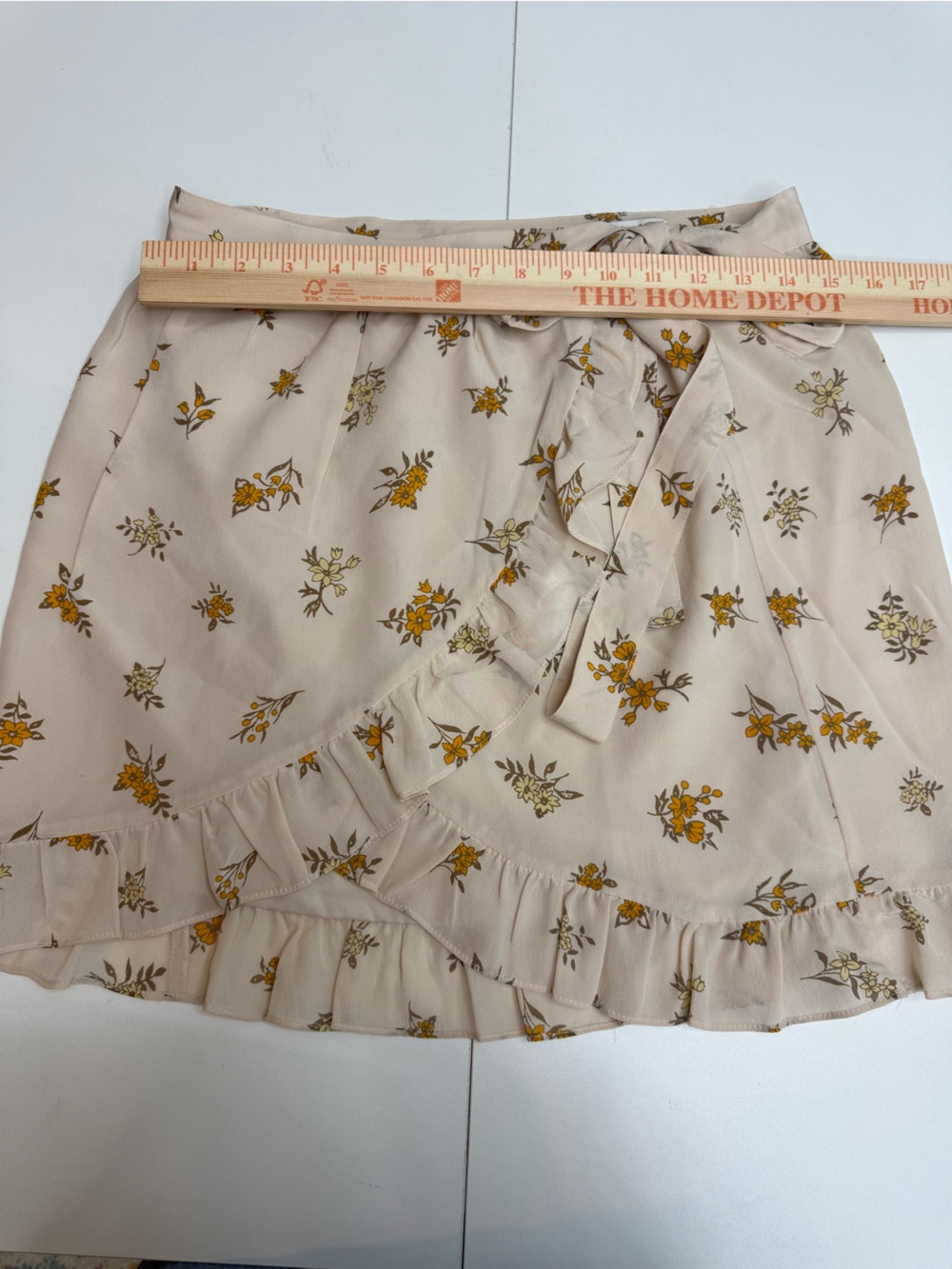 Madewell Cream Floral Wrap Mini Silk Skirt with Ruffle - Picture 5 of 10
